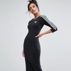 Adidas originals Black Three Stripe Midi Dress